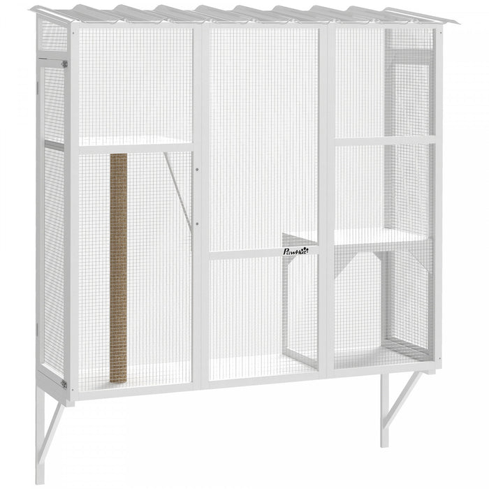 Boite a Fenetre Catio Exterieure pour 2-3 Grands Chats, Blanc