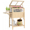 Bac de jardin sureleve Outsunny avec serre froide et table pliante, bois naturel
