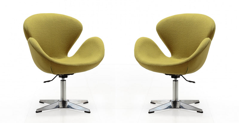 Fauteuil lounge pivotant moderne Raspberry en tissu vert - Lot de 2