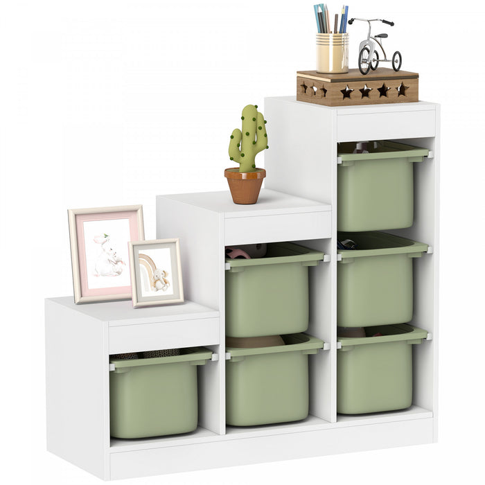 Qaba Organisateur de rangement pour jouets avec 6 bacs, vert