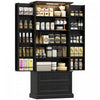 HOMCOM Armoire de cuisine 72\" avec eclairage LED et etageres de porte, Noir