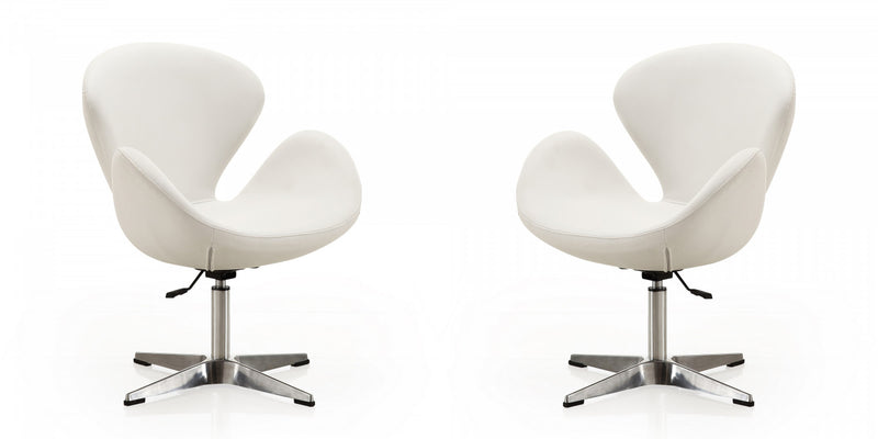 Fauteuil lounge pivotant moderne Raspberry en tissu blanc - Lot de 2