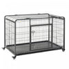 Pawhut Cage Pliable Pour Chiens De Taille Xl Avec Double Porte, Roues Verrouillables, Panneau De Separation 49\" X 30\" X 32\"