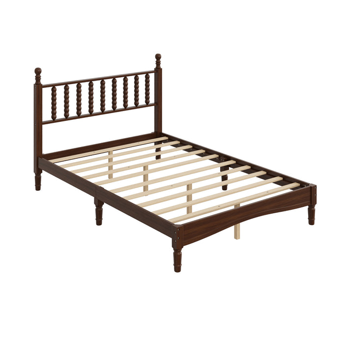 Oliver Lit Plateforme Retro en Bois avec Tete de Lit en Forme de Gourde et Support en Lattes en Bois Robustes, Taille Double