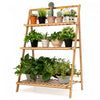Support De Plantes De Marque Costway Echelle Pliable En Bambou Sur 3 Niveaux Presentoir/support Pour Pots De Fleur Naturel