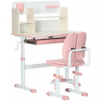 Qaba Ensemble Bureau Et Chaise Pour Enfants, Bureau Et Chaise D'etudiant Reglables En Hauteur Avec D
