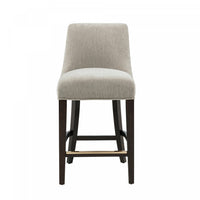  Tabouret de comptoir moderne en bois et chenille Beever, coloris taupe