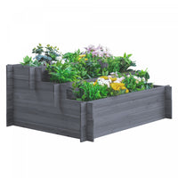 Outsunny Lit De Jardin Sureleve En Bois A 3 Niveaux, Boite De Plantation Surelevee, Conteneur De Fle