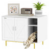 Meuble Pour Litiere De Chat Avec Tapis A Gratter, Rangement, Blanc