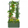 Outsunny Jardiniere Surelevee, 24\" X 24\" X 11.8\" Jardiniere Exterieure Galvanisee Avec 3 Niveaux De Treillis Cage A Tomates Et Fond Ouvert Pour Vignes Grimpantes, Legumes, Fleurs, Vert.