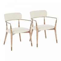 Chaise de salle à manger contemporaine Savannah en tissu crème - ensemble de 2