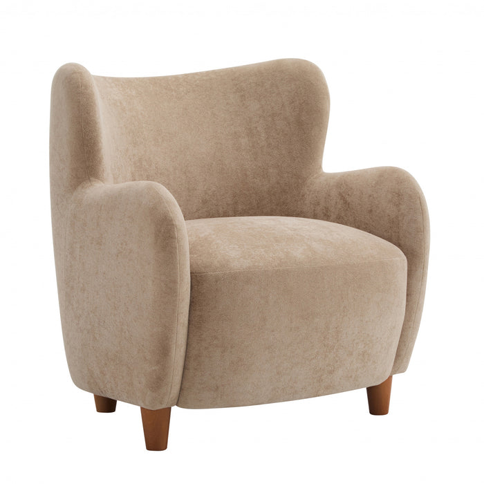 Sophia Fauteuil confortable rembourre avec dossier a oreilles, camel clair