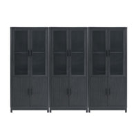  Armoire bibliotheque Jodie style milieu du siecle 79 cm en gris charbon (6 etageres) – Lot de 3