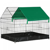 Pawhut Cage A Lapin En Metal Avec Couvercle Resistant A L'eau, Cage Exterieure Pour Petits Animaux,