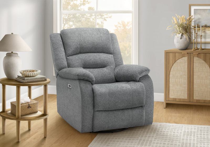 Grand Fauteuil Rembourre Inclinable, Port Usb Inclus, Tissu Bleu, Transitionnel