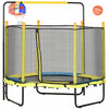Qaba Trampoline pour enfants de 4,6 pieds, trampoline interieur et exterieur avec filet d'enceinte, panier de basket-ball, barre horizontale, mini trampoline pour 3 a 10 ans, jaune