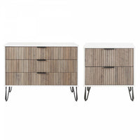  Ensemble moderne de commode 2 pieces Dumbo en gris rustique et blanc