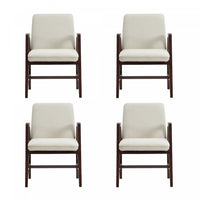  Fauteuil moderne Stella en velours avec accoudoirs en bois, creme - Lot de 4