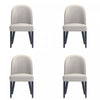 Chaise de salle a manger moderne en bois Hillman avec revetement en tissu gris clair - Lot de 4