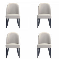Chaise de salle a manger moderne en bois Hillman avec revetement en tissu gris clair - Lot de 4