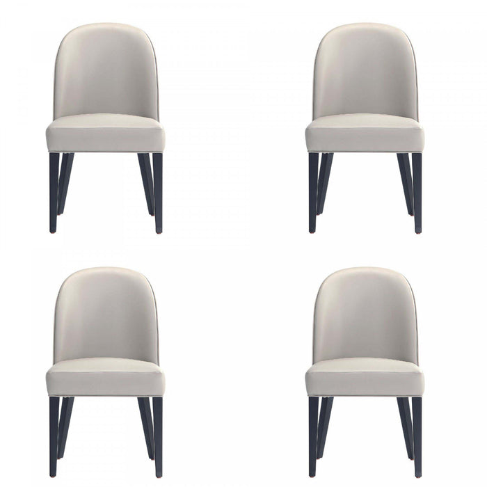 Chaise de salle a manger moderne en bois Hillman avec revetement en tissu gris clair - Lot de 4