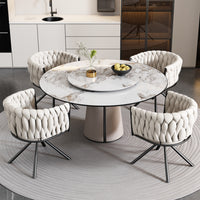  Chaises de salle a manger pivotantes Amelia en velours avec revetement capitonne et pieds en metal, lot de 4, beige