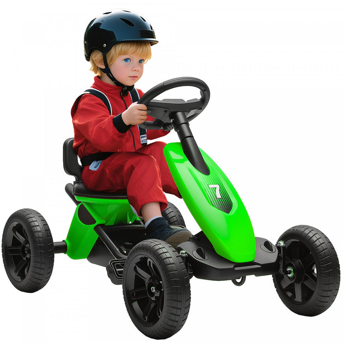 Qaba Kart A Pedales Pour Enfants 2 A 5 Ans Avec Roues Eva Silencieuses Vert