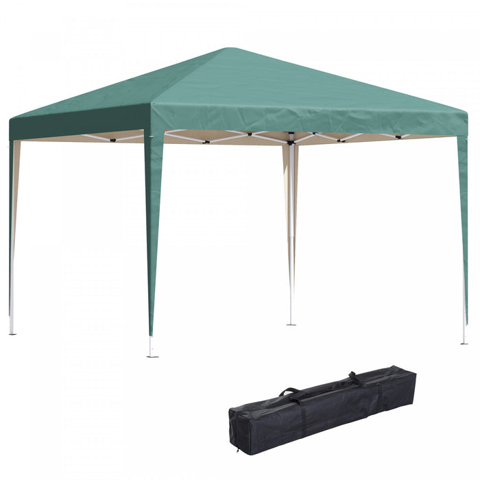 Outsunny 10x10ft Tente Escamotable Pliante D'exterieur Avec Auvent De Gazebo Avec Sac De Transport, Vert