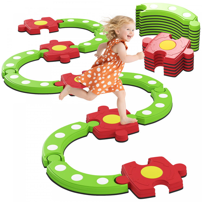 Poutres d'equilibre Qaba pour enfants, 13 pieces, pont d'equilibre avec surface et fond antiderapants, jouet Montessori pour enfants de 3 a 8 ans, developpe la coordination, vert