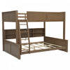 Liam Solid Wood Full XL Over Queen Bunk Bed with Storage & USB Ports, Brown | Lit superpose Liam en bois massif Full XL sur Queen avec rangement et ports USB, brun