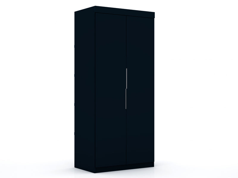 Armoire contemporaine moderne 2 pieces Mulberry en bleu minuit