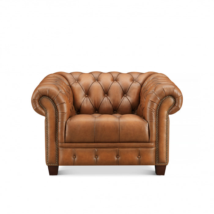 Hydeline York Fauteuil en cuir – Brun