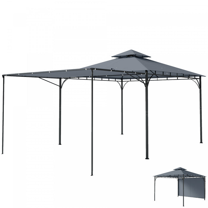 Outsunny Gazebo de Patio avec Canopee Extensible 320 x 320 cm, Gris Fonce