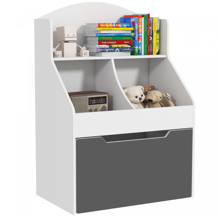 Qaba Bibliotheque Pour Enfants A 3 Niveaux, 2 Compartiments, Blanc