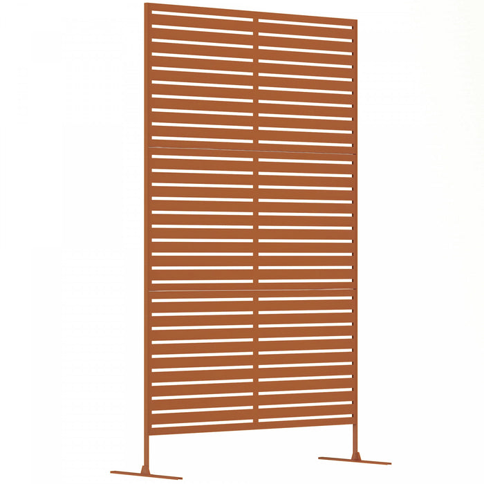 Outsunny Paravent exterieur decoratif en metal avec support, marron