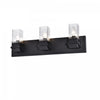 Lumière de coiffeuse Veronica de Dainolite en verre transparent, avec fini noir mat et 3 ampoules