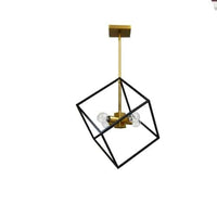 Luminaire suspendu Kappa de Dainolite avec fini bronze rétro et noir mat, et 4 ampoules