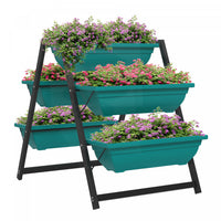 Outsunny Lit De Jardin Sureleve Vertical De 3 Niveaux Avec 5 Boites De Jardiniere, Support De Plante