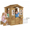 Outsunny Maisonnette de jeu pour enfants, exterieur, avec portes, fenetres, boite aux lettres, support pour pot de fleurs, banc de service, jaune