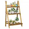 Outsunny 23,75\" L X 14,25\" L X 36,75\" H Support De Plante Pliable A 3 Niveaux En Bois Rustique Etagere A Fleurs Presentoir Maison Cour Unite De Rangement Interieur Exterieur Titulaire