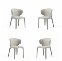 Chaise de salle a manger Conrad style milieu du siecle moderne, rembourree, coloris ble – Lot de 4