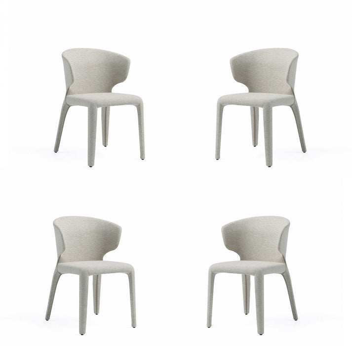 Chaise de salle a manger Conrad style milieu du siecle moderne, rembourree, coloris ble – Lot de 4