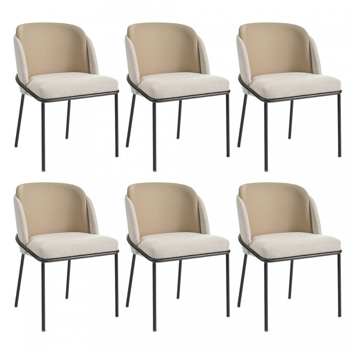 Olivia Ensemble de 6 chaises de salle a manger modernes avec pieds inclines et pieds reglables, beige