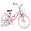 Costway 18\" Enfants Velo Tout-petit Velo Avec Roue De Formation Pour 4-8 Ans Fille Rouge