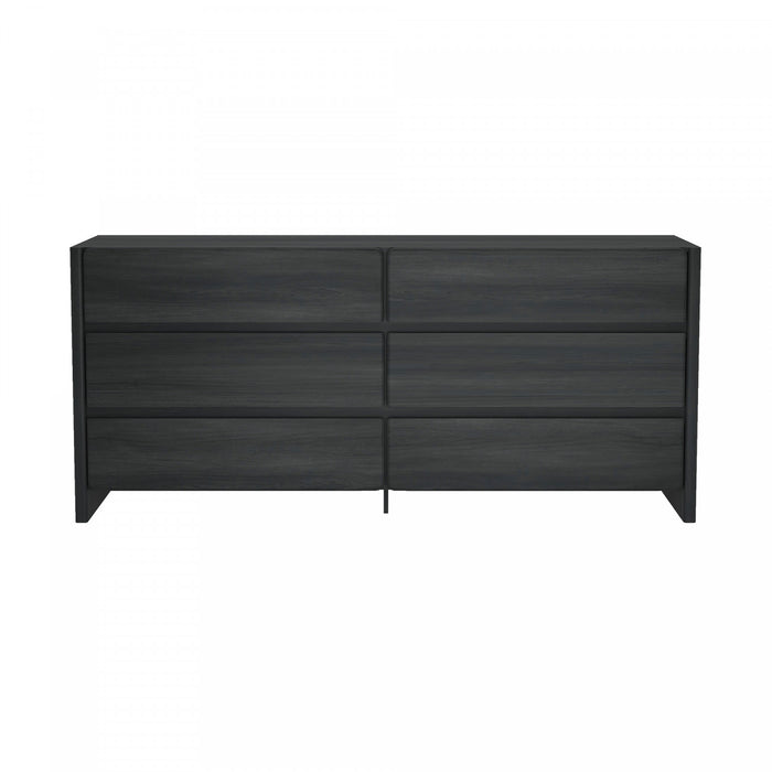 Commode moderne Linda 72\" en gris charbon (6 tiroirs)