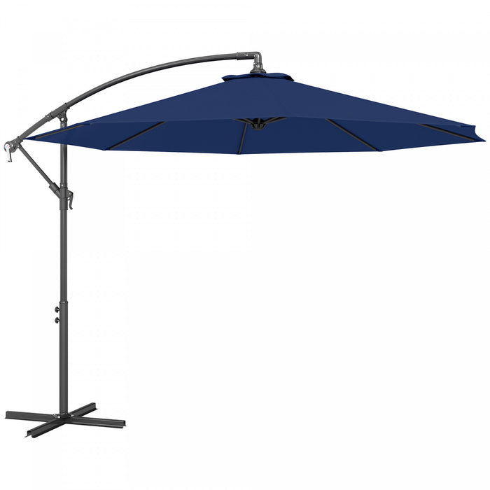 Outsunny Parasol De Patio De Luxe De 10 Pi, Parasol De Marche, Bleu Marine