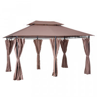 Tonnelle Barnum Pavillon De Jardin Style Colonial Double Toit Toiles Laterales Amovibles 3l X 4l X 2