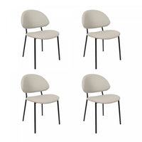 Chaise laterale contemporaine moderne en cuir vegetalien et metal Haven, gris pierre - Lot de 4