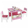 Qaba Ensemble table et 2 chaises pour enfants, avec etageres pour livres, theme cœur, pour salle de classe, maison, creche, salle de jeux, pour lire, dessiner, faire de l'art