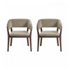 Fauteuil Blake moderne en faux mohair avec accoudoirs en bois, lin – Lot de 2